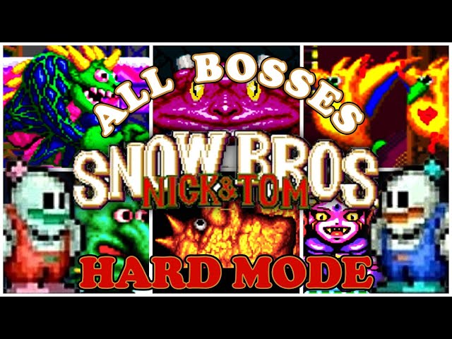 Snow Bros. Nick & Tom - ALL BOSSES | HARD MODE | (NO DEATH)