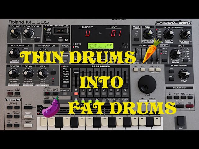 DRUM MACHINE + PITCH  SHIFTER + DRIVE = BIG O DRUMS | ROLAND MC-505 GROOVEBOX