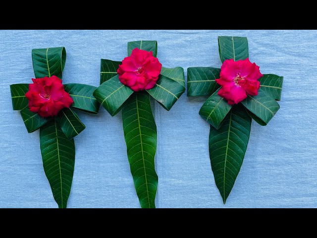 Mango leaf Decoration ideas for Pooja 🌿🙏Mango leaf toran for Festivals 🌿Festival Backdrop ideas