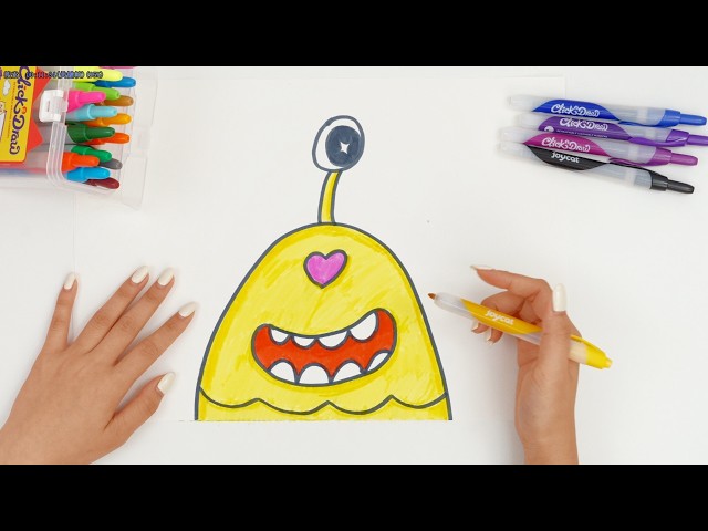 How To Draw A Funny Cute One-Eyed Monsters 2 - Easy Drawing Tutorial Step by Step For Kids!