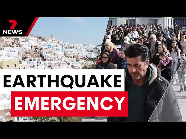 Australian holidaymakers have been caught up in an earthquake emergency on Santorini | 7NEWS