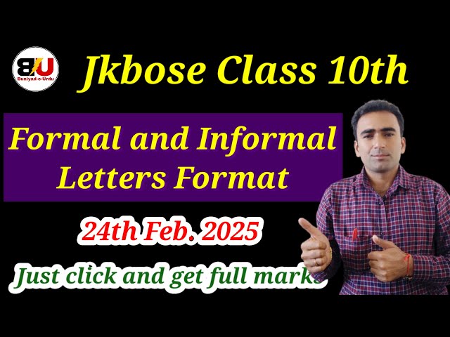 Formal and Informal letter format jkbose class 10th 2025 || Formal letter format class jkbose 10th