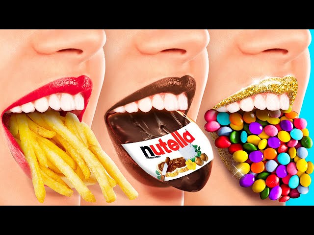 Junk Food vs Chocolate vs Candy Challenge! Viral Kitchen Hacks and Gadgets! By 123 GO!