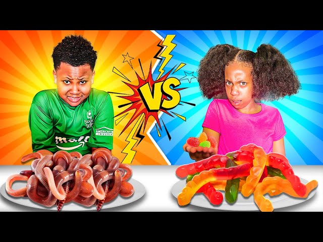 GUMMY VS. REAL FOOD CHALLENGE *Eating GROSS Foods* | ANGEL JOI