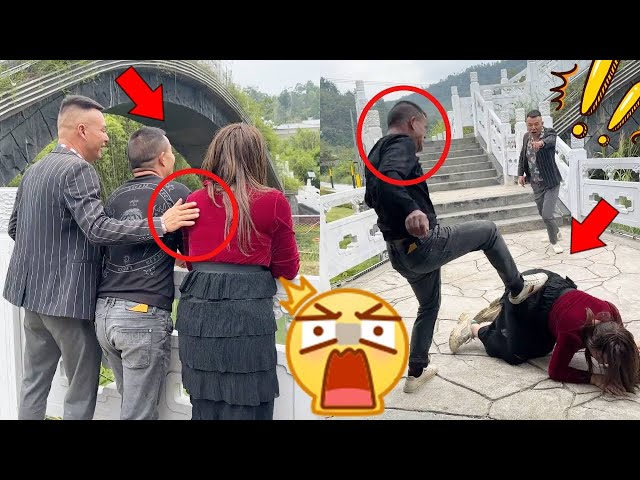 男子想亲吻别人的妻子却被她丈夫暴揍一顿！#万万没想到 #funny #comedy