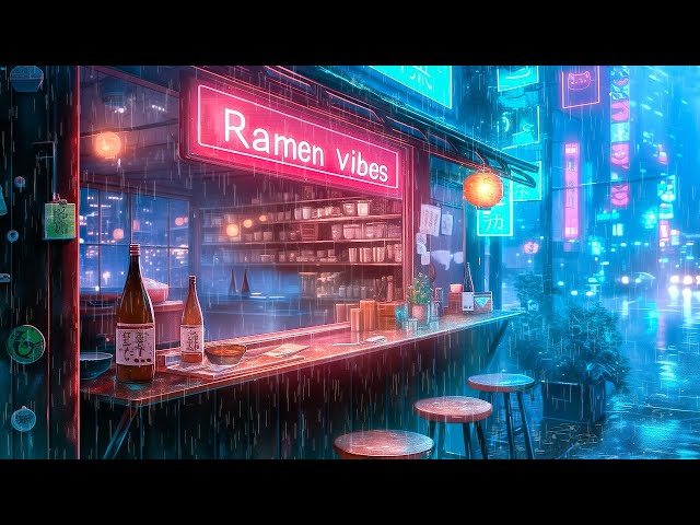 Japanese Ramen Restaurant On A Rainy Night ☔ Pluviophile Lofi ☔ Rainy Lofi Songs For The Rain Lovers