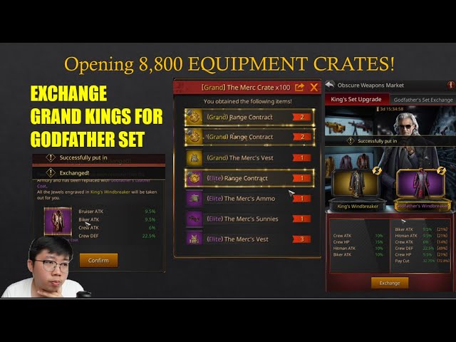 8,800 EQUIPMENT CRATES OPENING! Will I get Equips to GRAND KINGS? [The Grand Mafia]