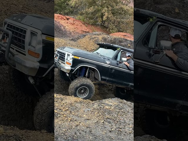 Bronco Climbs Up Crevice at The Farm