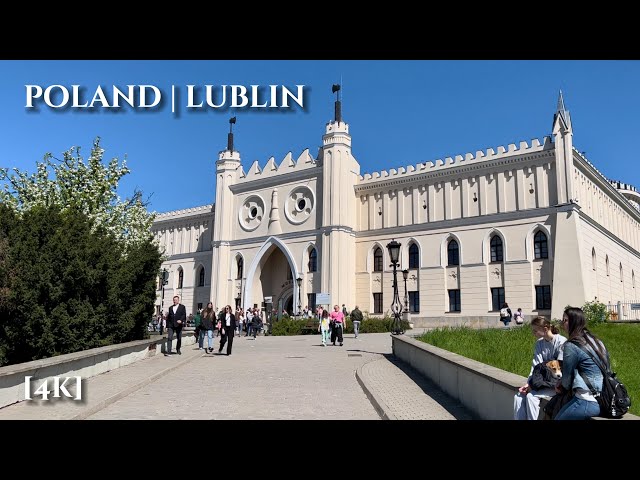 Walk in the centre of Lublin, Poland. 4K City Walk