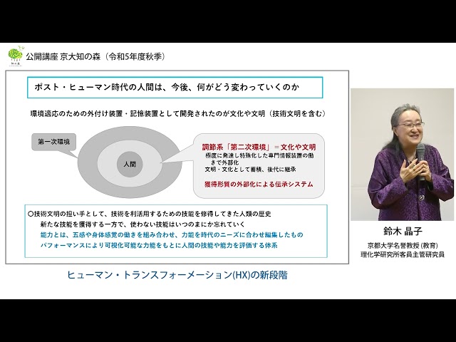 鈴木晶子先生「ヒューマン・トランスフォーメーション（HX）の新段階」京大知の森（R5秋季）