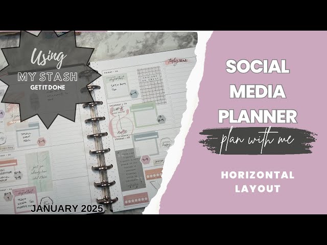 Plan with Me Horizontal Happy Planner Layout | social media planning | PWM SM Jan 20 26 2025