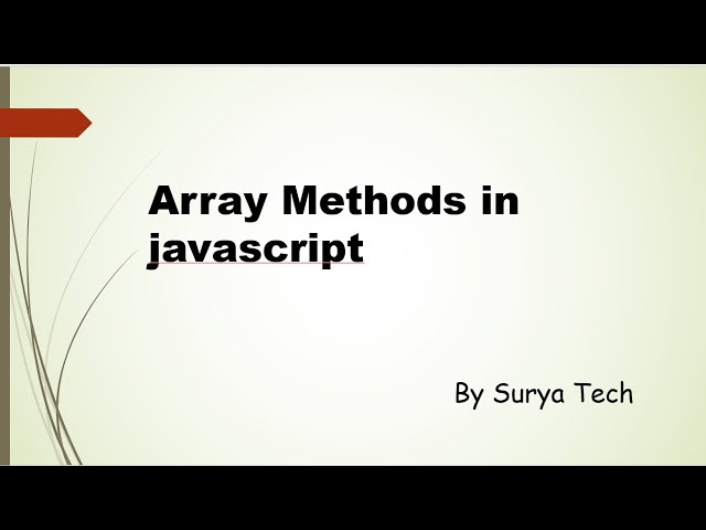 Array Methods in JavaScript