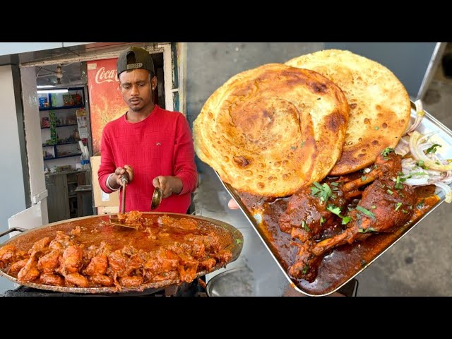 Bulk Making Of Tawa Chicken With Lachha Paratha Price ₹ 80/- Only । Ranchi Street Food