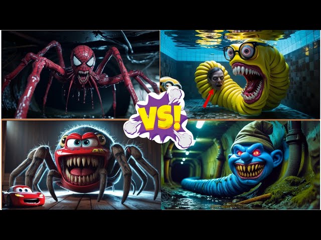 Spiderman Exe vs Minion Ceybervorm exe vs McQueen Spider Exe vs Smurf Exe Tiles Hop Edm Rush