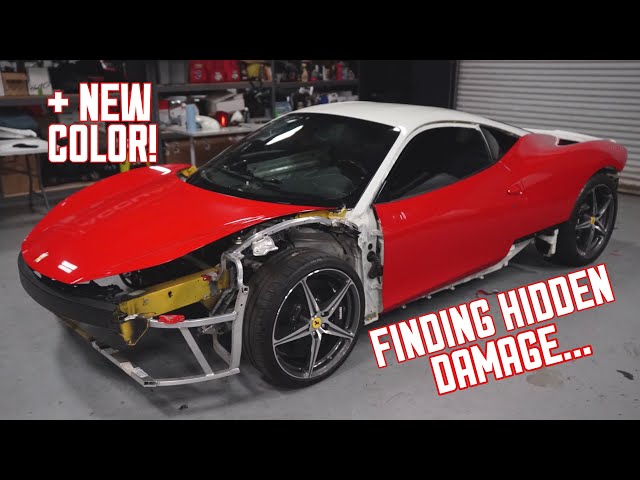 WRECKED Ferrari 458 Gets a new Color + Finding more Damage...