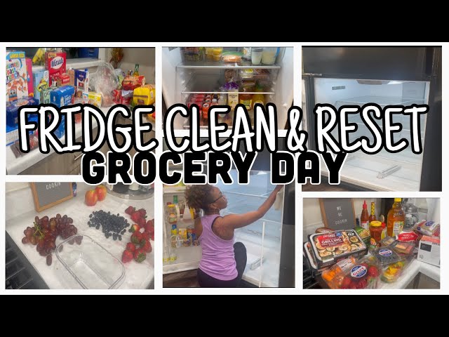 GROCERY DAY | SMALL FRIDGE CLEAN & RESET