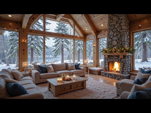 Winter Piano Music ❄🎶 Cozy Living Room with Relaxing Piano Melody & Crackling Fireplace 🔥