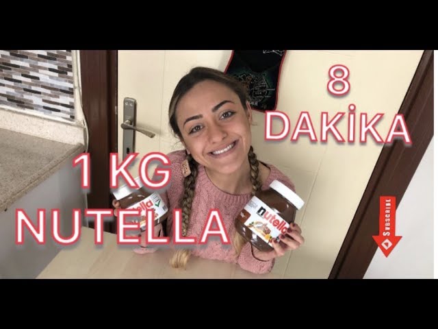 8 DAKİKA DA 1 KG NUTELLA CHALLENGE!-Nutella Nasıl Çiğnenir?