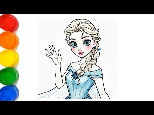 How to draw a beautiful Elsa frozen for kids and beginners