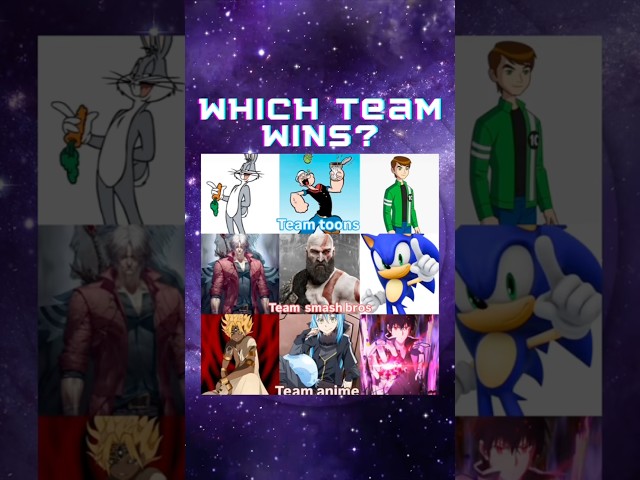 Which team wins? Anime, Games, or Toons? #anime #manga #vs #videogames #cartoon #team #fight #shorts