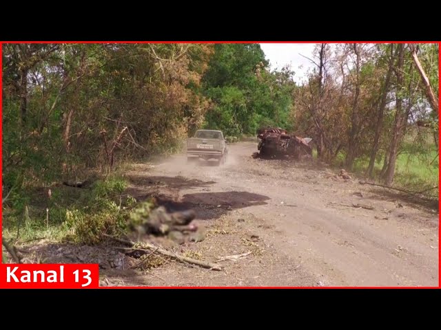 Ukrainian army displays Russian military equipment destroyed during counterattack on a roadside