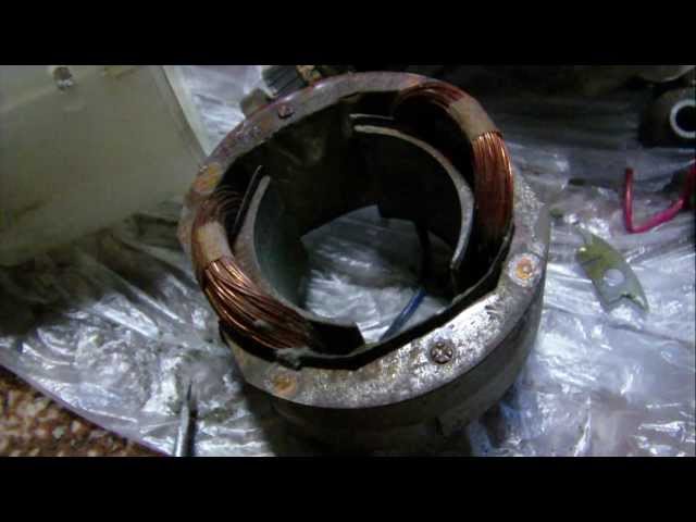 Extracting 0.4mm Cu wire for hv coil from working stator