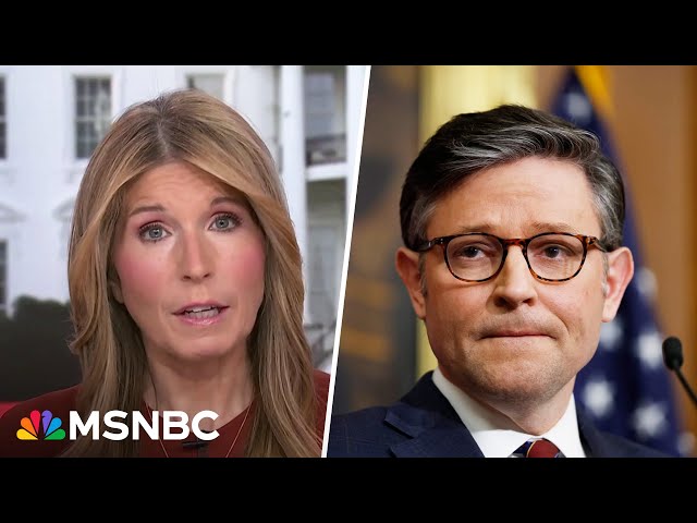 ‘We pay his salary and he sounds like a cheerleader’: Nicolle Wallace on Mike Johnson’s capitulation