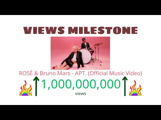 'ROSÉ & Bruno Mars - APT. (Official Music Video)' live views count - Road to 1 billion views!