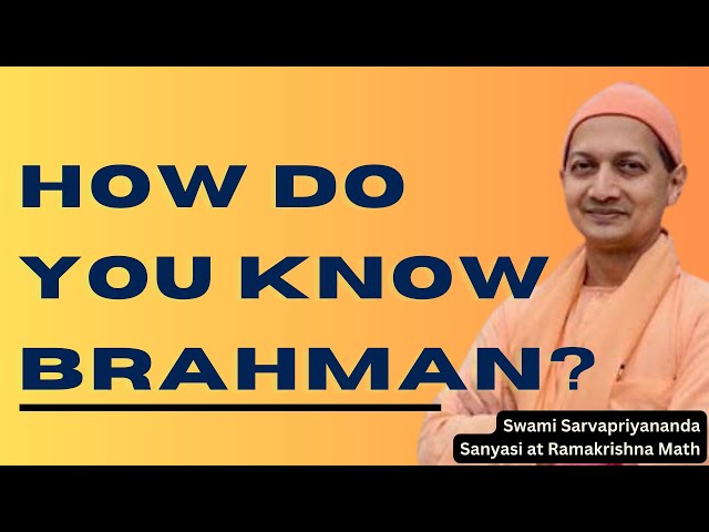 Swami Sarvapriyanad on: How Do you know Brahman?