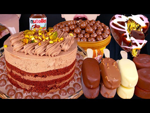 ASMR DUBAI CHOCOLATE CAKE ICE CREAM MALTESERS DESSERT MUKBANG 두바이 초콜릿 먹방 ドバイチョコレート 咀嚼音 EATING SOUNDS