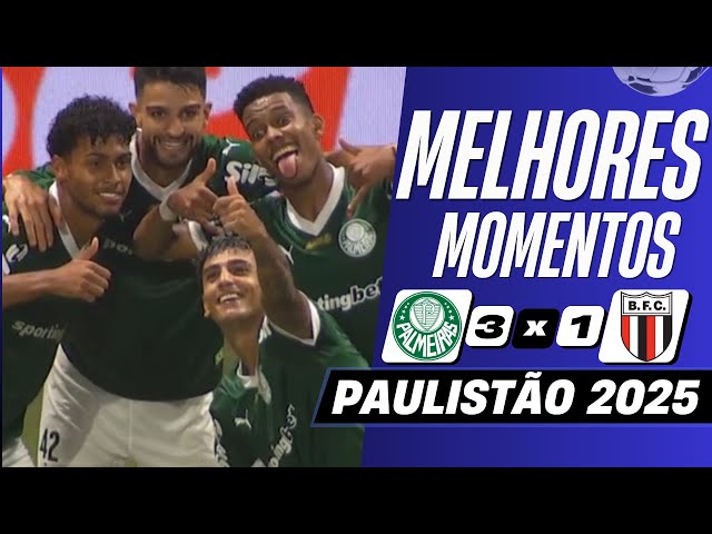 Palmeiras 3 x 1 Botafogo-SP | Melhores Momentos (COMPLETO) | Paulistão 2025