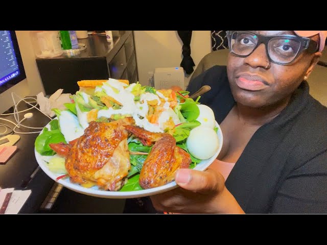 SEASONED CHICKEN AND SHRIMP SALAD W/ DONISHA! || CHILL MUKBANG || EATING SHOW!