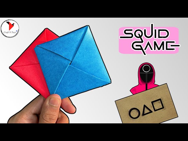 How To Make Squid Game Ddakji A4 Paper | How To Make Ddakji TUTORIAL 🟦🟥