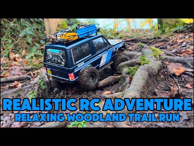 Rooty and Rocky Woodland Trail Drive. TRX4 Pajero Realistic RC Adventures Part 1