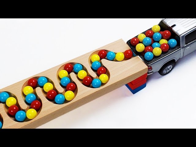 Marble Run ASMR Race ☆ HABA Slope & Dump Truck Excavator Ambulance Forklift Garbage Truck Tractors