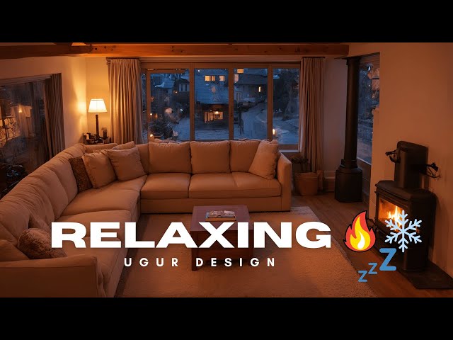 Cozy Living Room with Fireplace and Snowfall | Relaxing Winter | Ambient Sounds For Sleeping