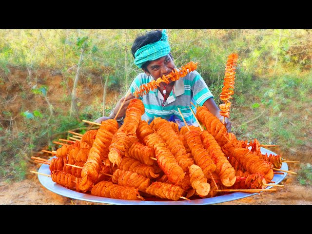 Crispy Potato Spicy Spring Fries In Native Style In Village Cooks