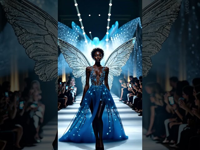 "Celestial Elegance: Fashion Show with Wings of Light"                                 #fashion #ai