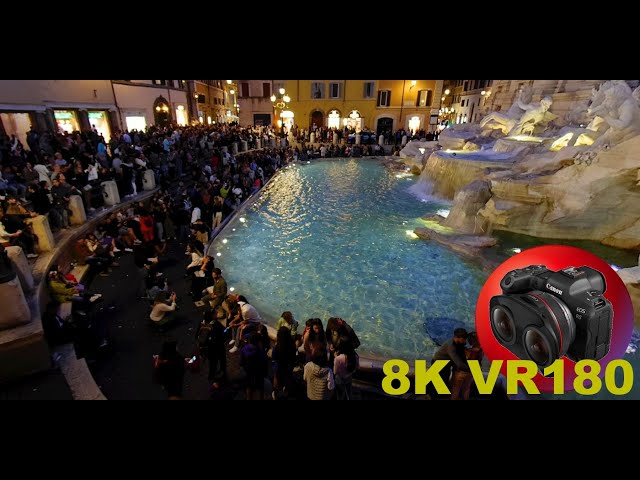 How busy is the TREVI FOUNTAIN in the evening ROME ITALY 8K 4K VR180 3D Travel