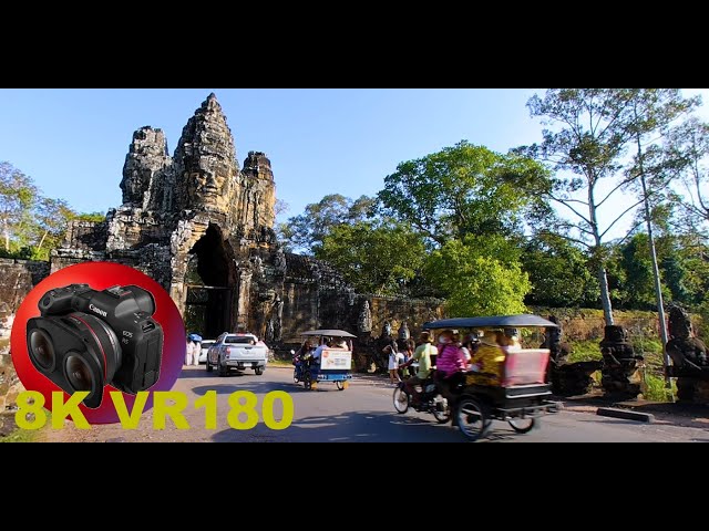 Tonle Om Gate (South Gate) entering Angkor Thom in Cambodia 8K 4K VR180 3D (Travel Video ASMR Music)