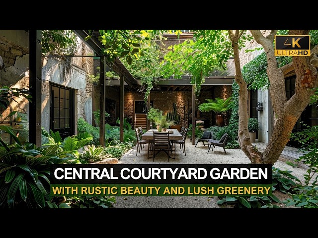 Central Courtyard Garden with Rustic Beauty and Lush Greenery: A Tranquil Natural Haven