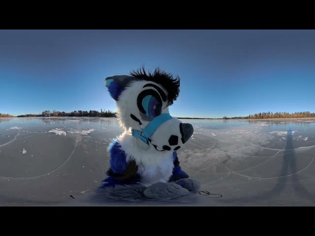 Northern furry wolf boy takes you skating on the Lake