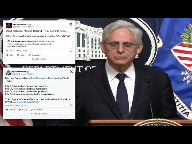 Outgoing AG Merrick Garland roasted after video of him leaving DOJ goes viral