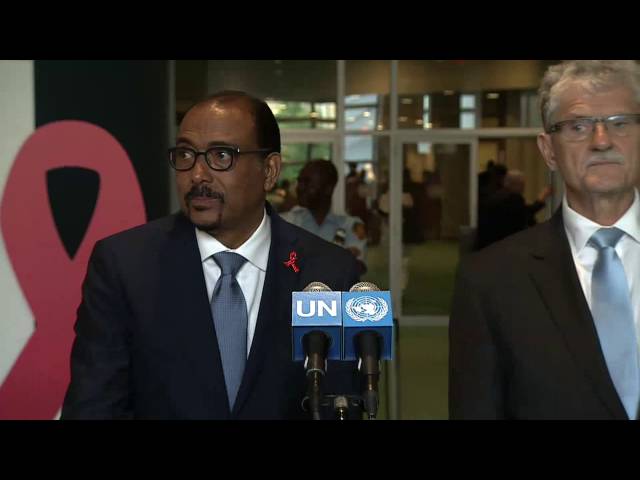 Media Stakeout #HLM2016AIDS with UNAIDS director Michel Sidibe