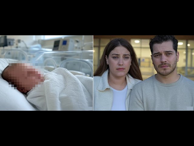 The couple Hazal Kaya and çağatay Ulusoy took their baby to the hospital late at night.