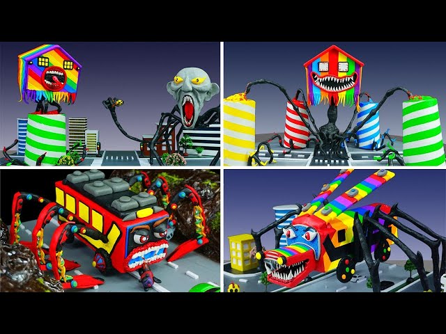 MAKING ALL HOUSE HEAD RAINBOW VS MECHA BUS EATER RAINBOW WITH CLAY | Trevor Henderson Creatures