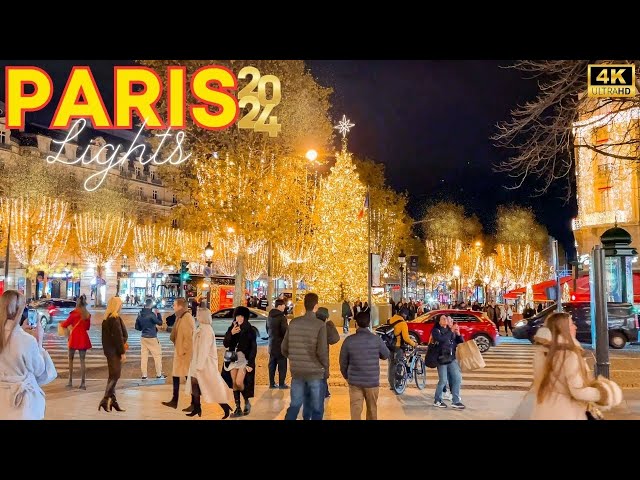 Paris, France 🇫🇷 - 4K PARIS Christmas Lights 2024 ✨ Paris Walk 🎄 With Captions