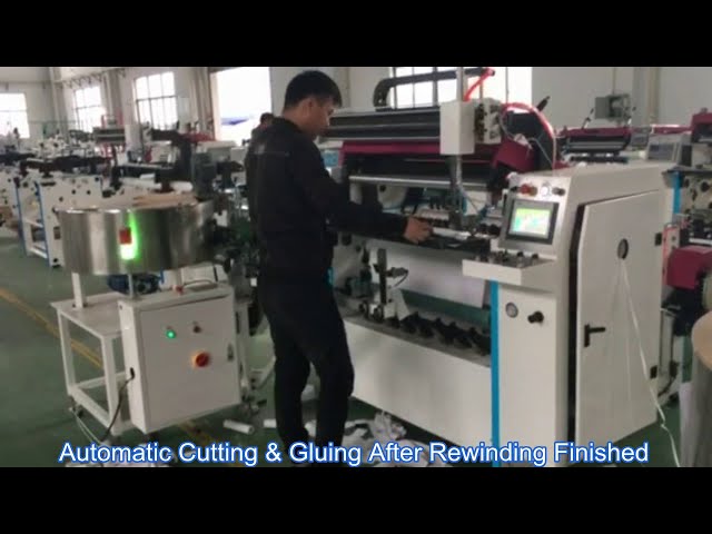 Jumbo Roll Thermal Paper Slitting Rewinding Machine With Automatic Cutting, Gluing, Core Loading