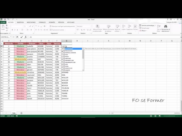 Excel : Fonction MAJUSCULE() ,  MINUSCULE() , NOMPROPRE()