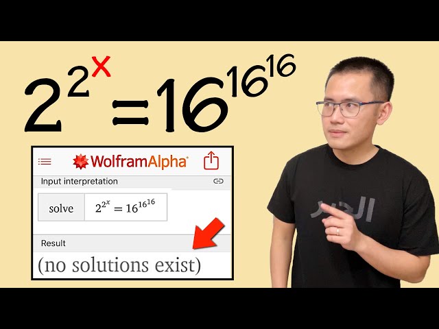 Solving "a no solutions exponential equation" 2^2^x=16^16^16